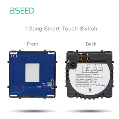 BSEED Wifi 1/2/3Gang Touch Smart Switches Funktion Teile Tuya Smart Leben App Kompatibel EU Buchse glas Front Panels Ersatzteile.
