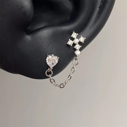 1pcs Quality Shiny Cross Zircon 316L Stainless Steel Ear Bone Nail Y2K Style Silver Color Earring for Women Cochlear Accessories