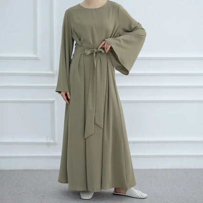 Bandage Plain Abaya Dubai For Women Kaftan Muslim Modest Long Dresses Islam Caftan Marocain Kebaya Robe Femme Musulmane Vestidos.