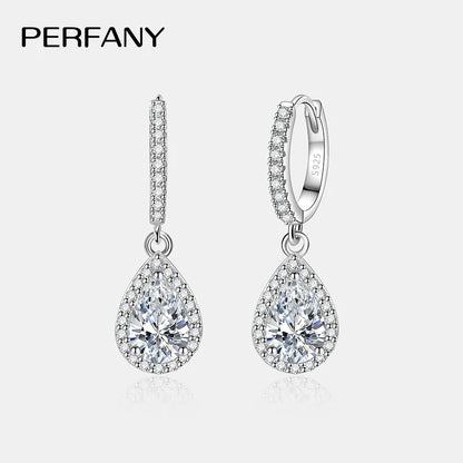 PERFANY 1CT Pear Cut Moissanite Earrings for Women S925 Pure Silver Laboratory Cultivated Diamonds Elegant Wedding Jewelry.