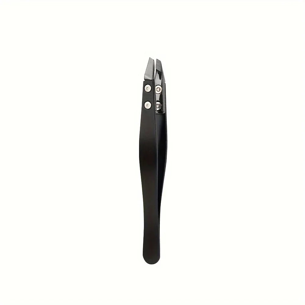 Zirconia Ceramic Pointed Tweezers Stainless Steel Tweezers with Slanted Tips Edges Eyebrows Beards Hair  Eyelash Tweezers.