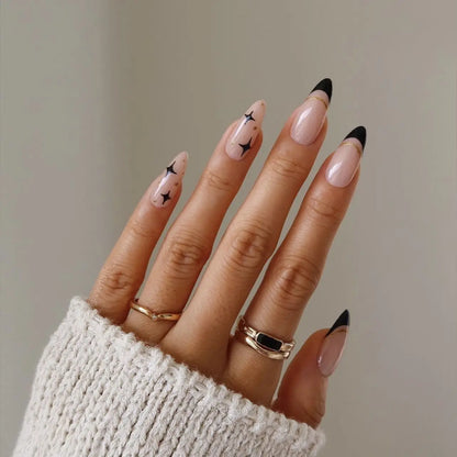 24pcs/set Long Stiletto Fake Nails Punk Snake Pattern Black White Matte False Nails Artificial Full Nail Tips Manicure Tools.