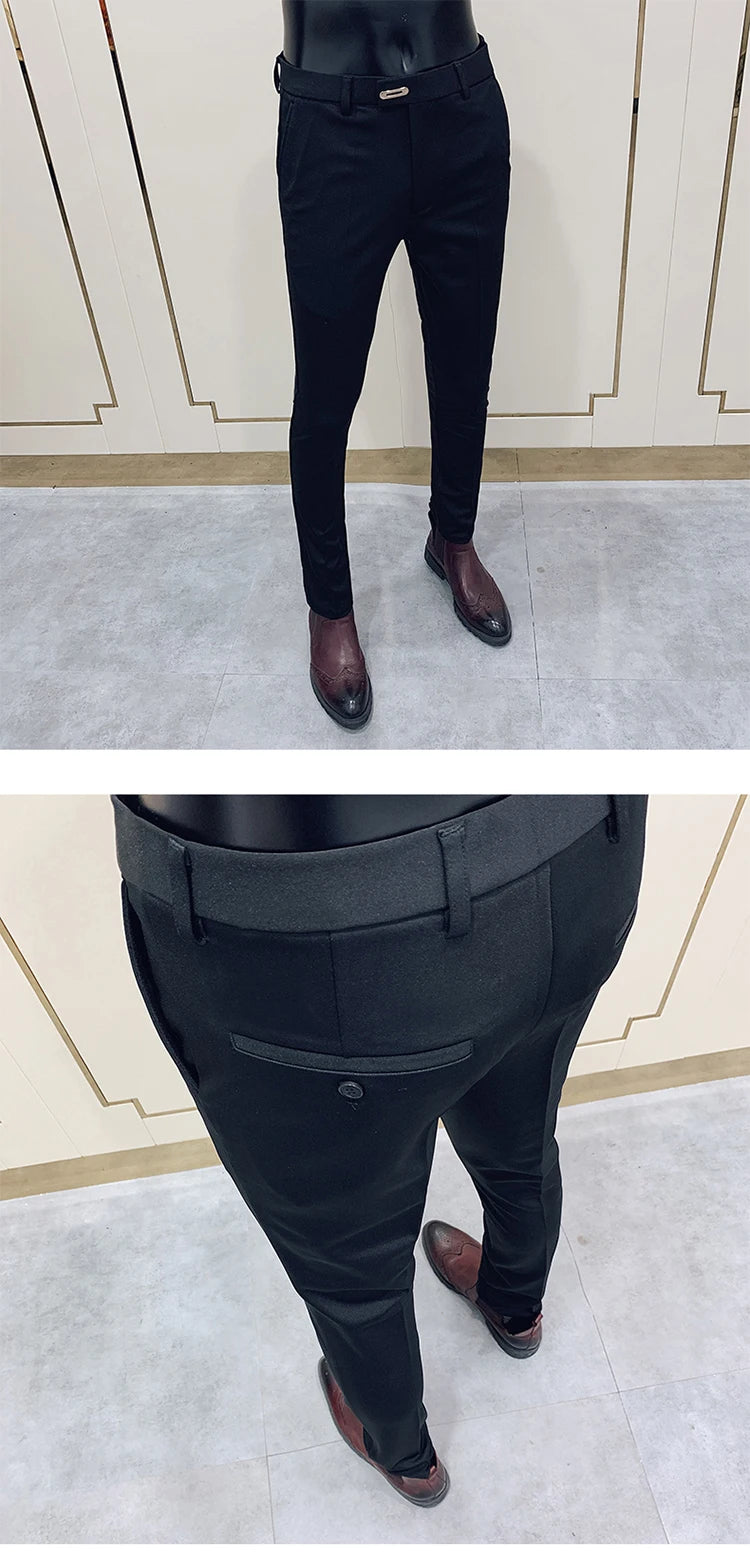 Men Suit Pants Formal Trousers Stretch Slim Pantalone Hombre Calça Masculina Solid Color Casual Dress Pants Fashion Men Clothing