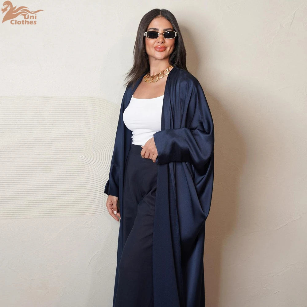 Marocain Kaftan Women Muslim Maxi Dress Dubai Abayas Kimono Satin Robe Femme Open Abaya Turkey Caftan Islamic Jalabiya Kebaya.