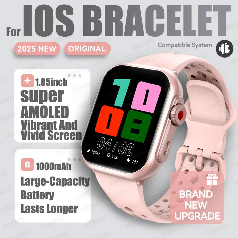 2025 New For Huawei Xiaomi Smart Watch Men Women 1.85-Inch HD AMOLED Full Touch Screen IP68 Waterproof Bluetooth Call SmartWatch