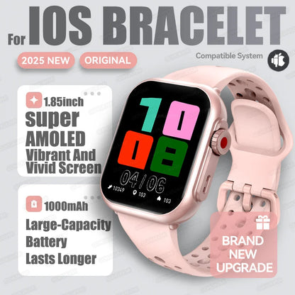 2025 New For Huawei Xiaomi Smart Watch Men Women 1.85-Inch HD AMOLED Full Touch Screen IP68 Waterproof Bluetooth Call SmartWatch