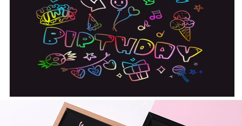 Scratch Art Paper Set 10 Sheets 5 Stencil Templates World Landmarks Animal DIY Kit Creative Painting Craft Magic Toy Kids Gift.