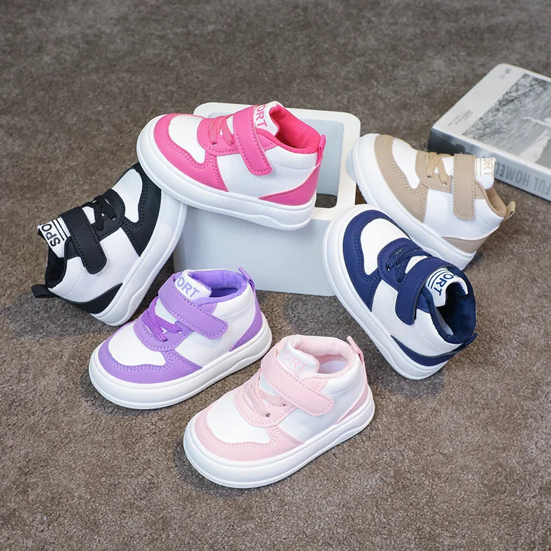 Fashion Kids Sneakers Spring Autumn High Top Breathable Casual Shoes Girls Non-slip Board Shoes Boys Outdoors Basketball Shoes.