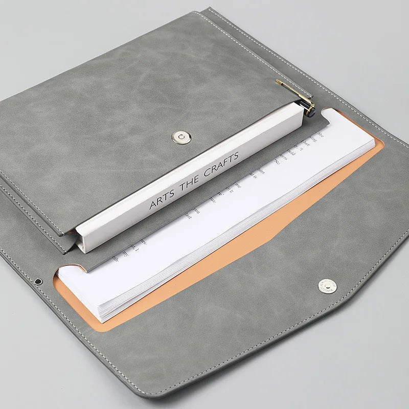 A4 Leather Document Bag, Large Capacity Business Briefcase, Waterproof Office Folder, Can Hold Laptop and Stationery.
