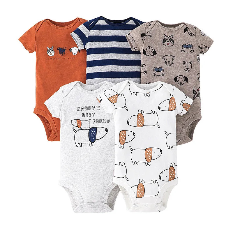 5 teile/satz Baumwolle Weiche Bequeme Baby Bodys Kurzarm Einteiliges für Neugeborene Sommer Bebe Kleidung Baby Dusche Geschenke.