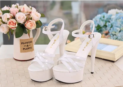 New 2024 Summer Fashion Sandals Sexy Open Toe 15CM High Heels Party Dress Wedding Nightclub Women Shoes Platform Stripper Heels.