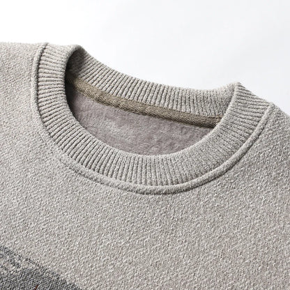 New Mens Fleece Sweater Thickened Pullover Fleece Lined Autumn Winter Crew Neck Jumpers Fashion Knitwear.
