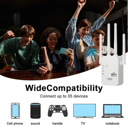 1200Mbps 5G Wireless WiFi Repeater 300Mbps 2.4G WiFi Extender Network Signal Booster Long Range WiFi Booster for Small Office.