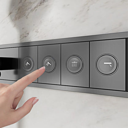 Deckenmontiertes thermostatisches LED-Digitalanzeige-Duschsystem. Eingebetteter Badmischer aus Messing im Wasserfallstil für heißes und kaltes Wasser