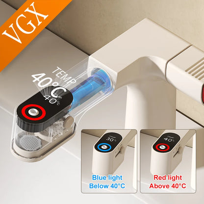 VGX Purified Bathroom Faucets Pull Out Water Filter Tap White Basin Mixer Sink Faucet Gourmet LED Display Brass Tapware Crane