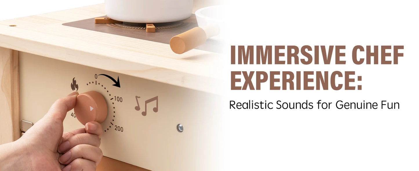 Robotime Robud Wooden Kitchen for Kids Play Kitchen with Plenty of Play Features Toddler Kitchen Set Gift for Girls Boys 3+.