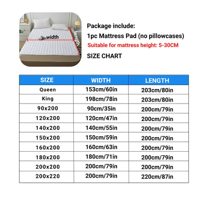 Waterproof Quilted Mattress Protector Cover Thickened Breathable Mattress Topper for Single or Double Bed.