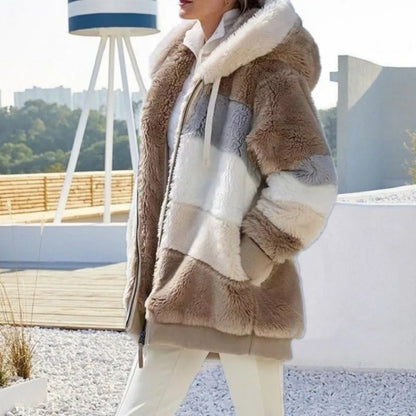 Übergroße Jacke für Frauen 2023 Neue Herbst Winter Warme Plüsch Tasche Mit Kapuze Streetwear Lose Dame Oberbekleidung Mantel Roupas Feminina