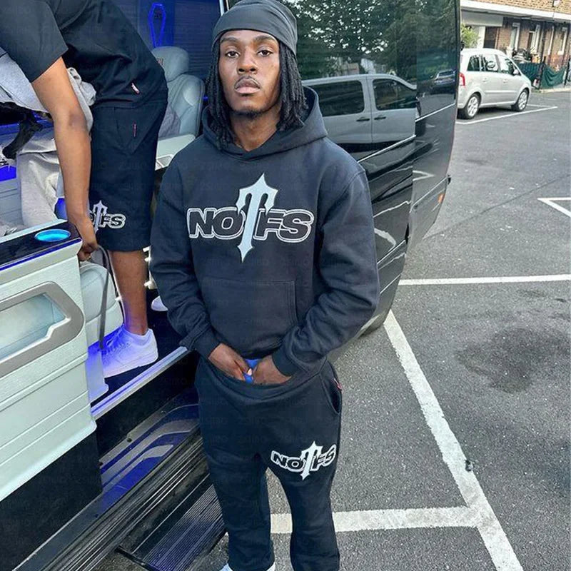 Streetwear Sportswear Set NOFS Printed Loose Hoodie Sweatshirt Men Women Casual Pants Autumn Winter Fashion Outfit.