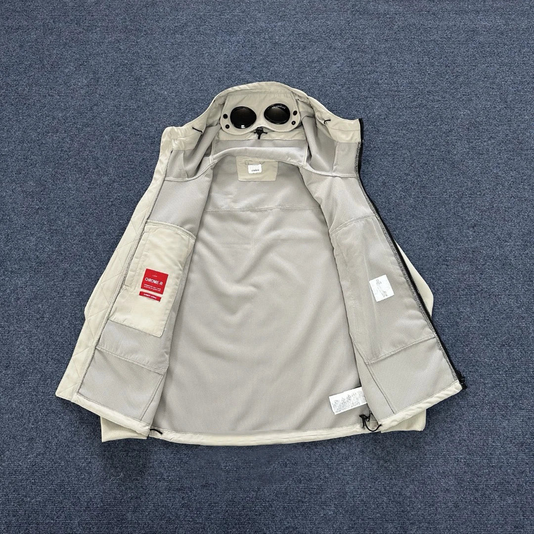 2025 Italian CC Glass Black Button Brand Style Men's Fleece-lined Windbreaker Jacket Zippered Suitable For Outdoor Sports Hoodie.