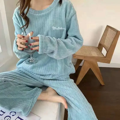 Winter frauen Neue Pyjamas Korallen Samt Casual Pyjamas Gepolsterte Loungewear Loungewear Sets Warme Kleidung Für Herbst Und Winter