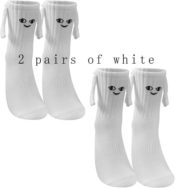 Funny Adult Socks Magnetic Hand in Hand Solid Color Cartoon Couple Socks Holiday Party Gifts for All Seasons.