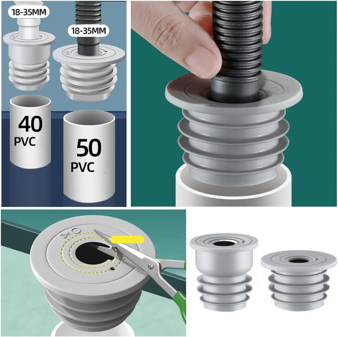 Washing Machine Drain Hose Seal Silicone Washer Drain Hose Seal Plug Pipe Sewer Seal Sealing Cover for Kitchen Bathroom Sink