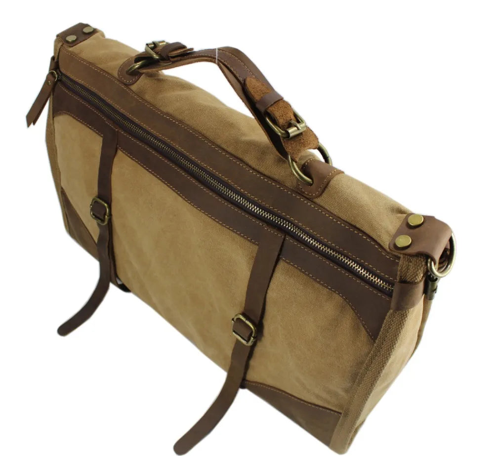 Vintage Retro militär Leinwand + Leder männer reisetaschen gepäck taschen männer wochenende Tasche Übernachtung duffle taschen tote Freizeit M314 #