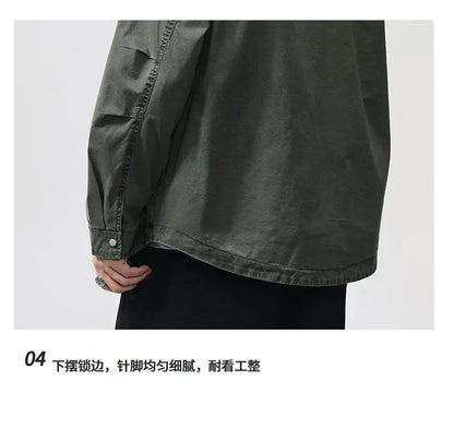 Autumn Fashion Vintage Shirt Style Jacket Men Streetwear Loose Casual Plus Size Washed Cotton Cargo Jacket Man Coat Outerwear