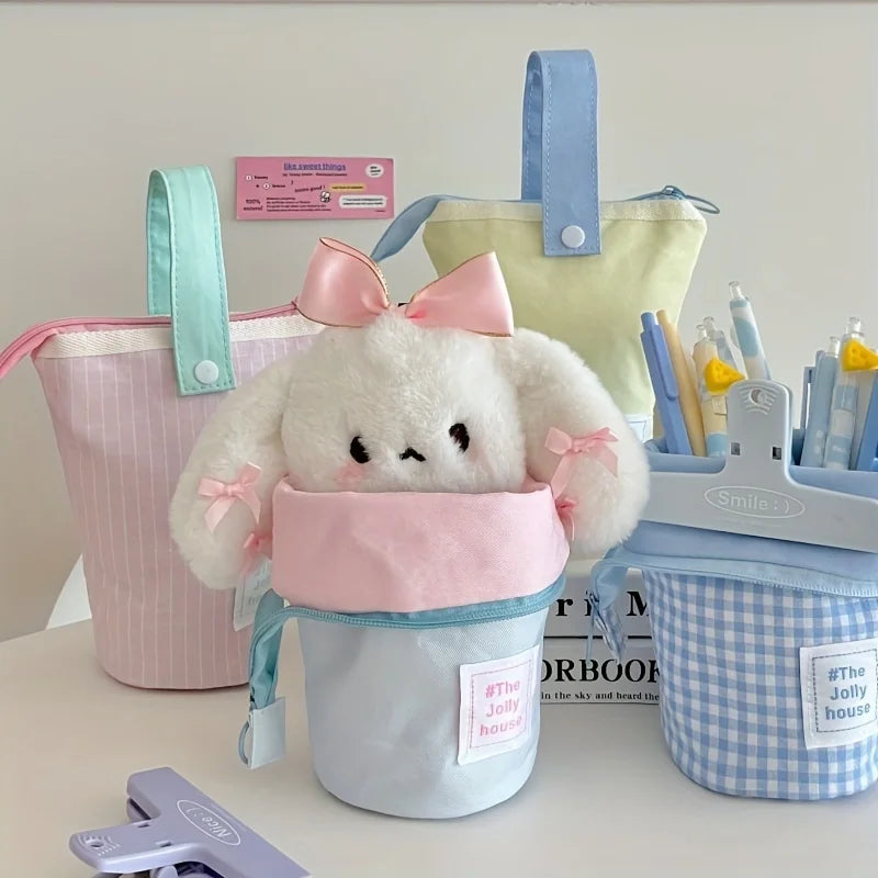 Jolly House Federmäppchen mit großem Fassungsvermögen, Schreibtisch-Organizer aus Stoff mit Reißverschluss, Stifthalter für Schule, Büro, Reisen.