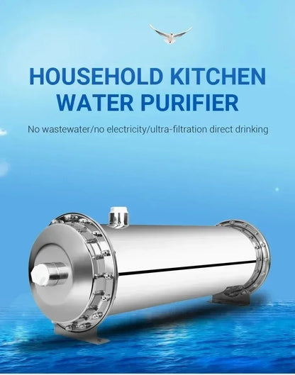 DIVEDEER 304 Stainless Steel Water Purifier PVDF Ultra Filtration Water Purifier Commercial Home Kitchen Direct Drinking Filter.
