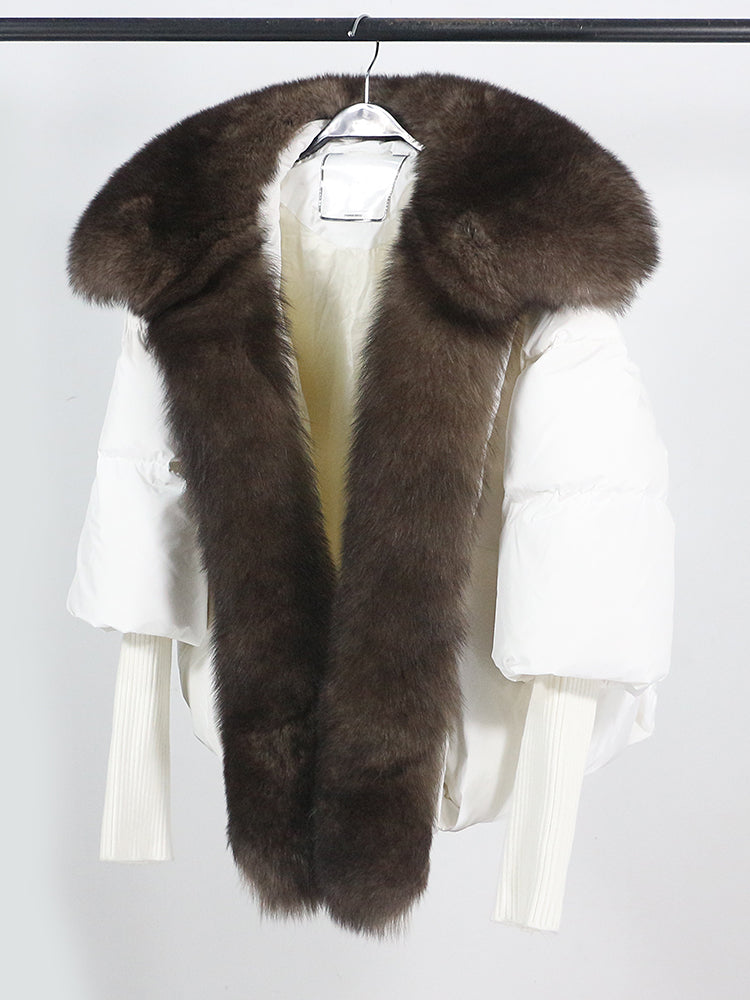Lose Natürliche Echt Fox Pelz Kragen Mantel Dicke Neue Europäische Mode Weiße Ente Unten Jacke Winter Frauen Warme Luxus Oberbekleidung