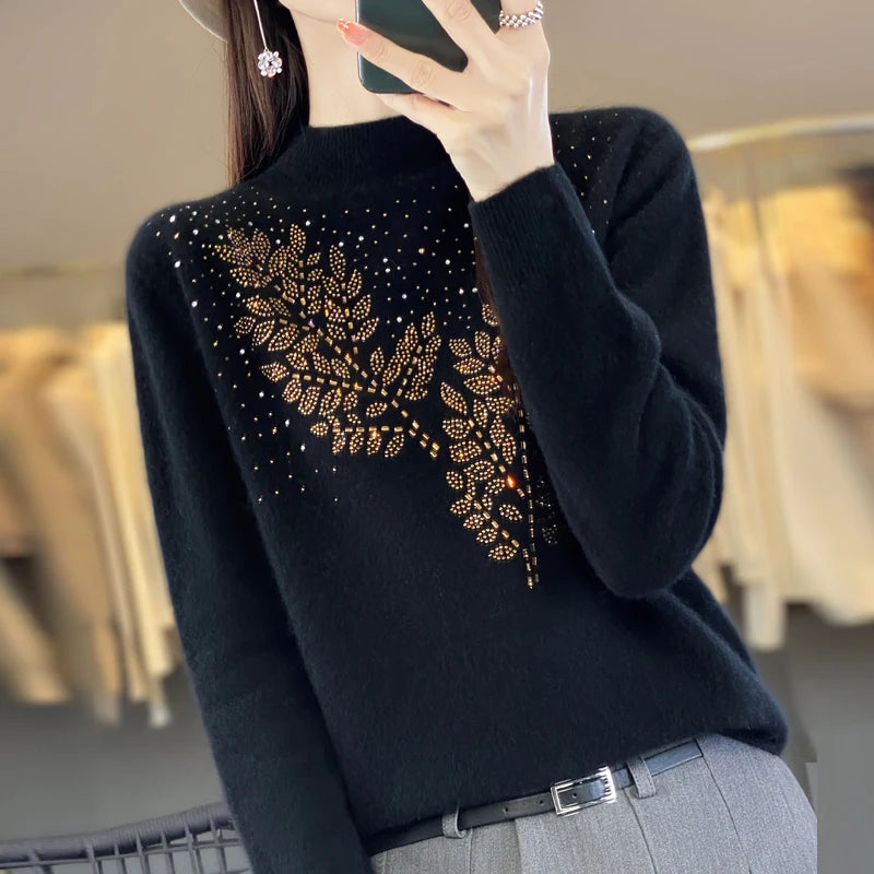 Frauen Pullover Dicke Warme Herbst Winter Mock Neck Mode Pullover Langarm Grundlegende Jumper Stricken Bodenbildung Shirt Koreanische Pullover.