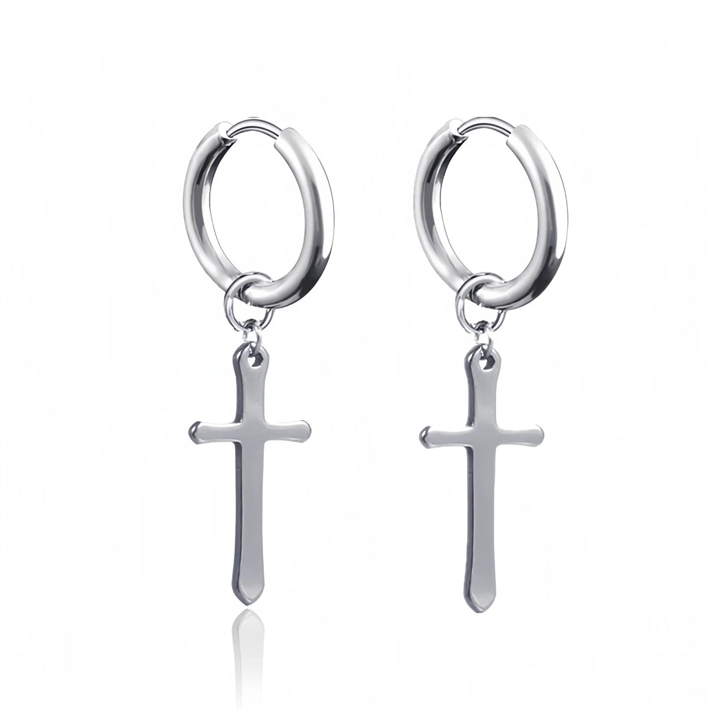 Long Hanging Crosses Leaves Pendants Hoops Woman Earrings Man Vintage Stainless steel Hip Hop Ear Piercing Jewelry Accessories