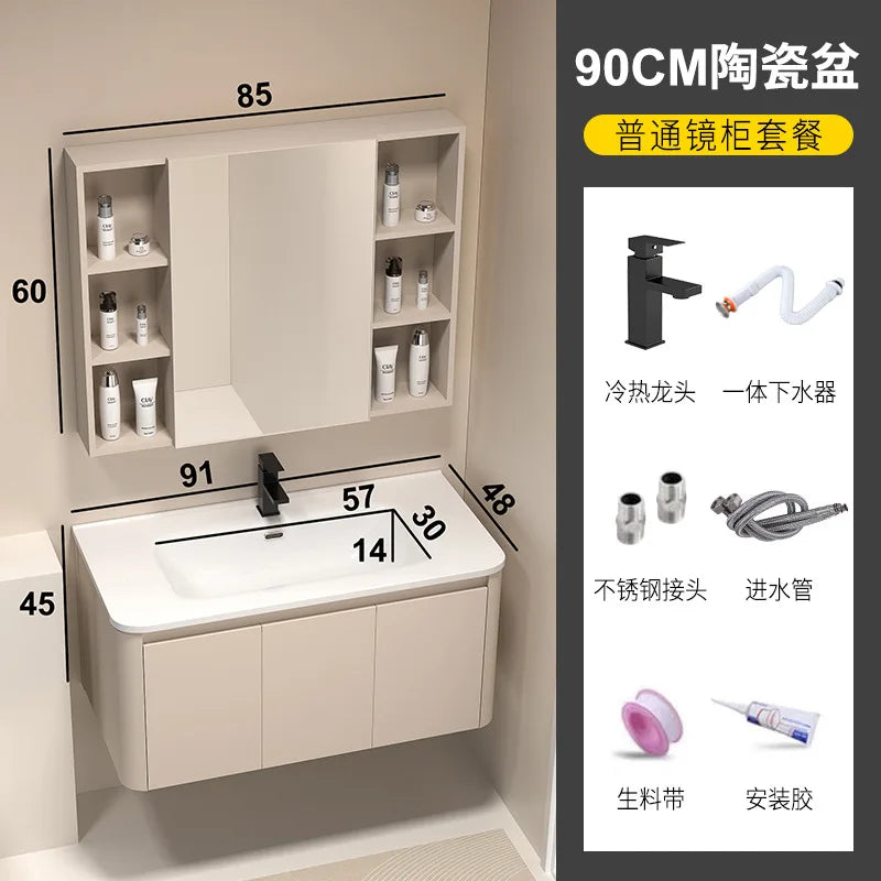 Moderner intelligenter Badezimmerschrank, Wabenstruktur, Aluminium, WC, Waschbecken, Schrank, Kombination, integriertes Keramikwaschbecken, Waschtisch