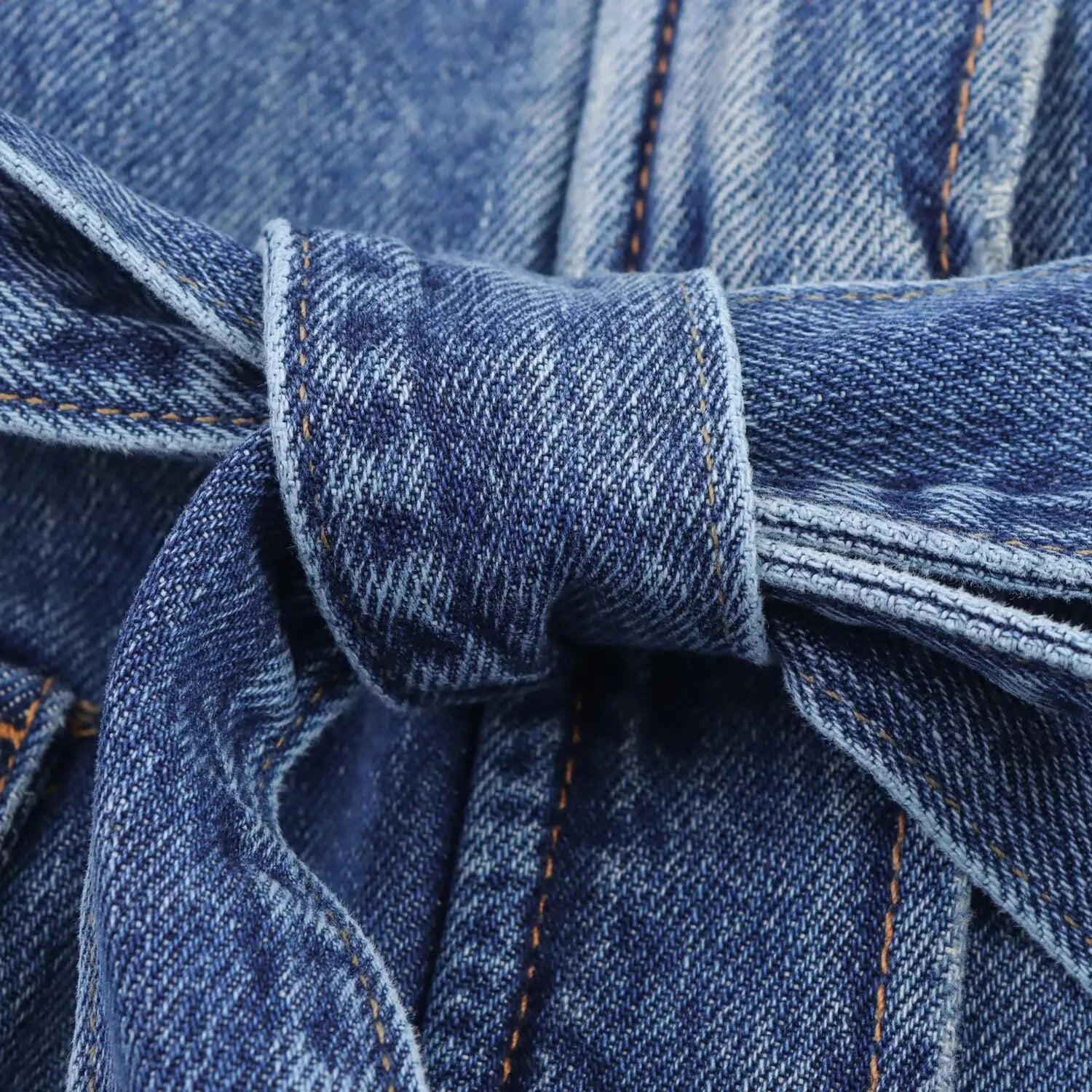 HH Women Denim Pant Sets Turn-Down Collar Long Sleeves Belt Autumn Coats+Pockets Loose High Waist Zipper Hemming Trousers.