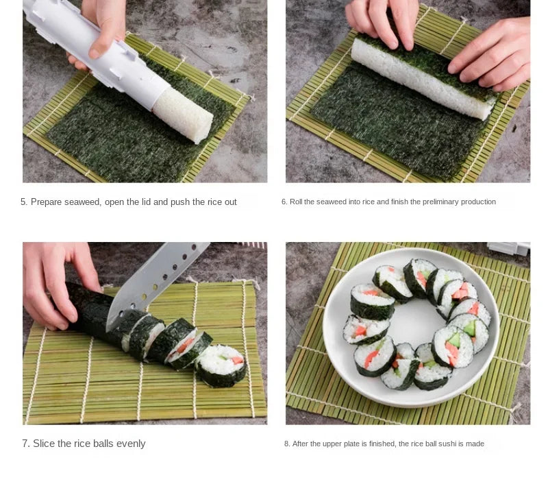 DIY Cylinder Sushi Making Machine Quick Sushi Bazooka Japanese Rolled Rice Meat Mold Rice Ball Mold  Kitchen Bento Accessories.