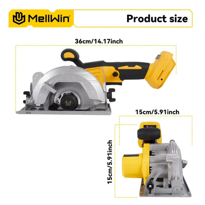 MELLWIN 5 Zoll 125 MM Bürstenlose Elektrische Kreissäge Handheld Multifunktionale Holz Metall Cutter Power Tool Für 21 V 18 V Batterie