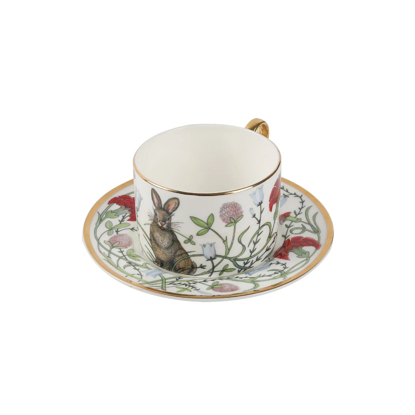 Russian Royal Porcelain Lomonosov Cartoon Rabbit Gold Plated Bone China Coffee Cup and Saucer Gift Box Gift Coffee Cup Set.