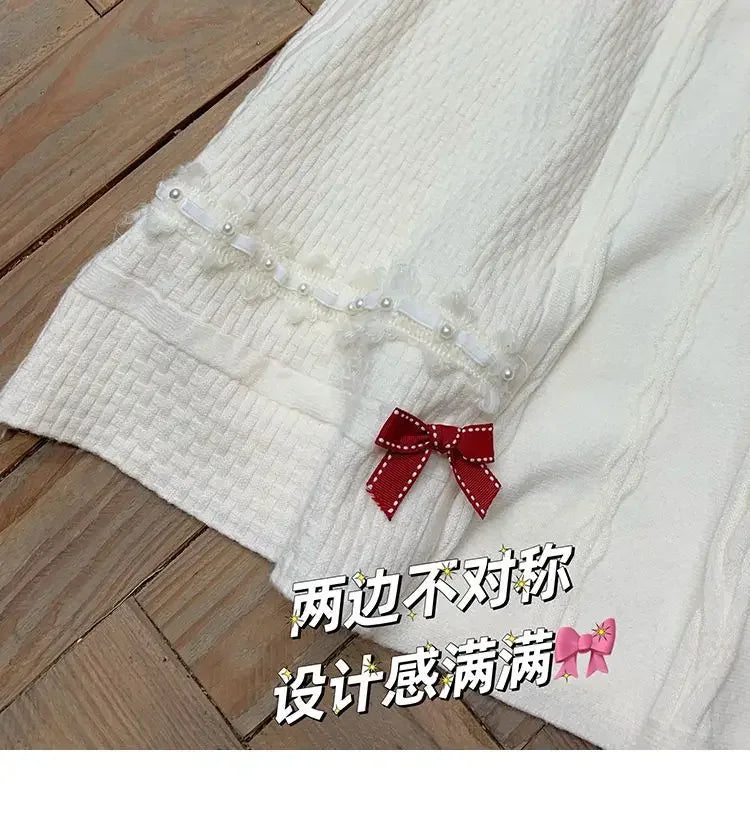 Clothes for Women Autumn Winter Japanese Style Kawaii Sweet Chic Knitted Skirts Female High Waist Solid Loose A-line Midi Skirt.