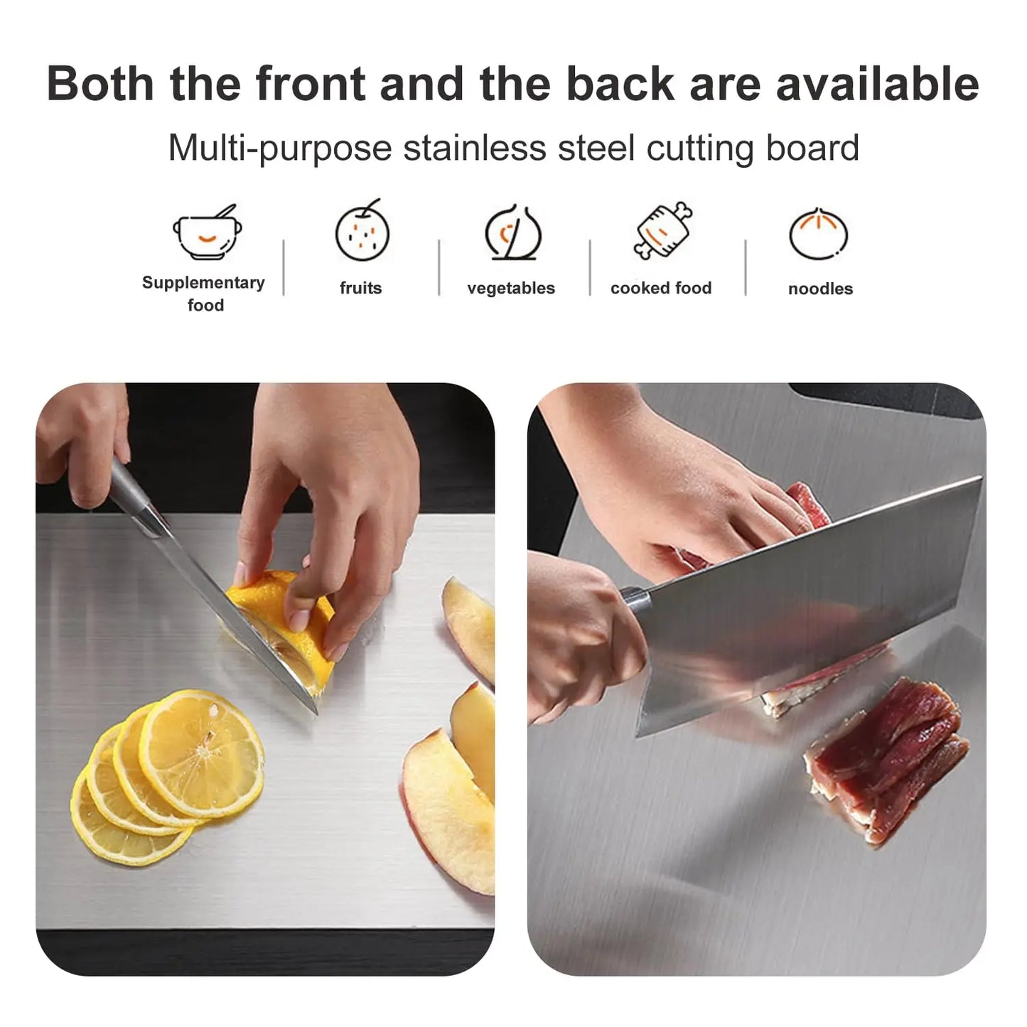 Titanium Cutting Boards for Kitchen Stainless Board 304 Steel Thickened Double Sided Food Grade Portable Fruit Meat Chopping