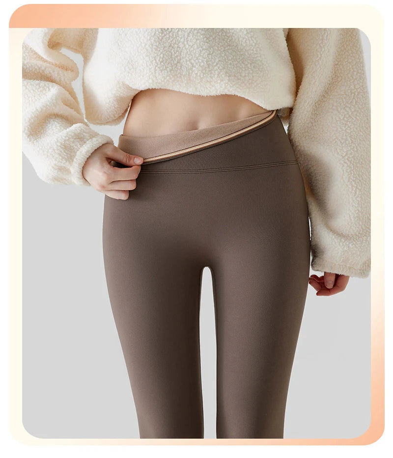 BIVIGAOS Autumn High Waist Seamless Rabbit Fleece Shark Leggings Women Winter Clothes Warm Leggings Sexy Slim Casual Leggings.