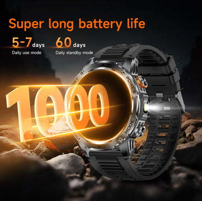 LIGE 2025 New 1000mah Smart Watch Men AMOLED HD Display Sport Fitness LED Flashlight Bluetooth Call Smartwatch For HUAWEI XIAOMI.
