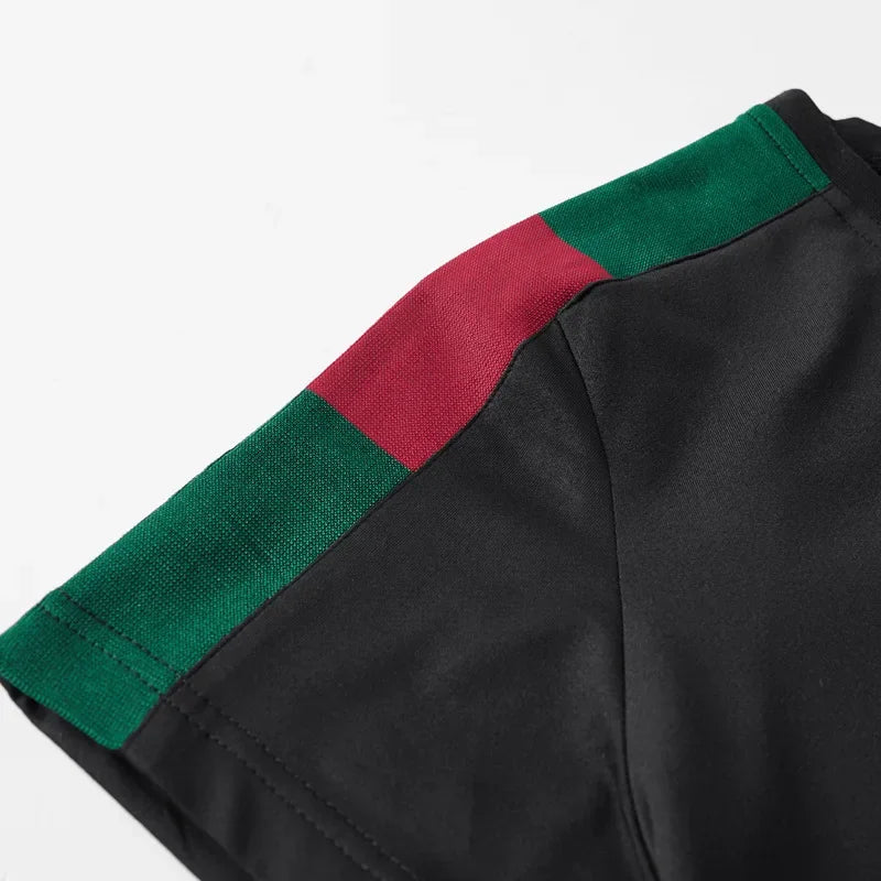 Casual Embroidered Short Sleeve Long Pants Set round Neck Two Piece Set Men's Fashionable Korean Style Spring Autumn Wear.