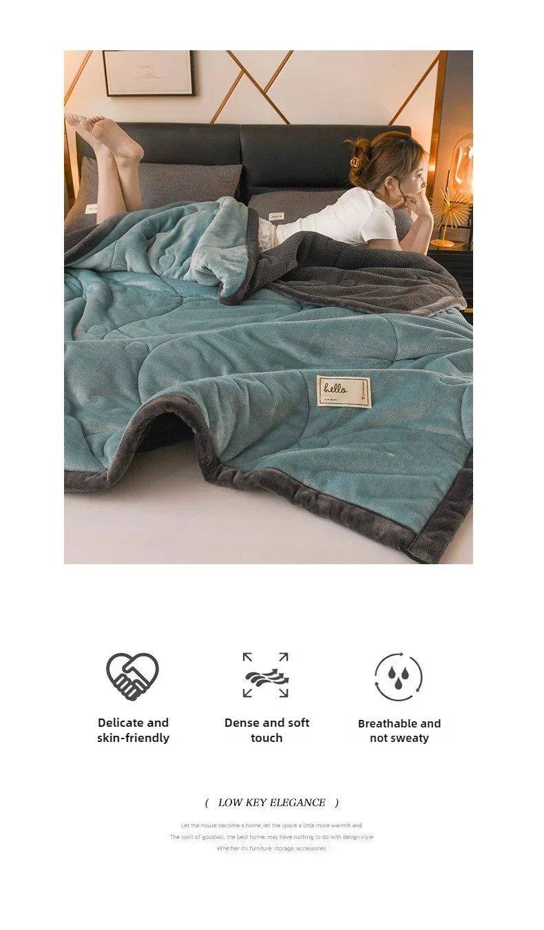 2025 NEW Winter Keep Warm Wool Throw Blanket for Sofa Winter Blanket King Size Home Warm Plaid Comforter Bedspread Bedding Sheet.