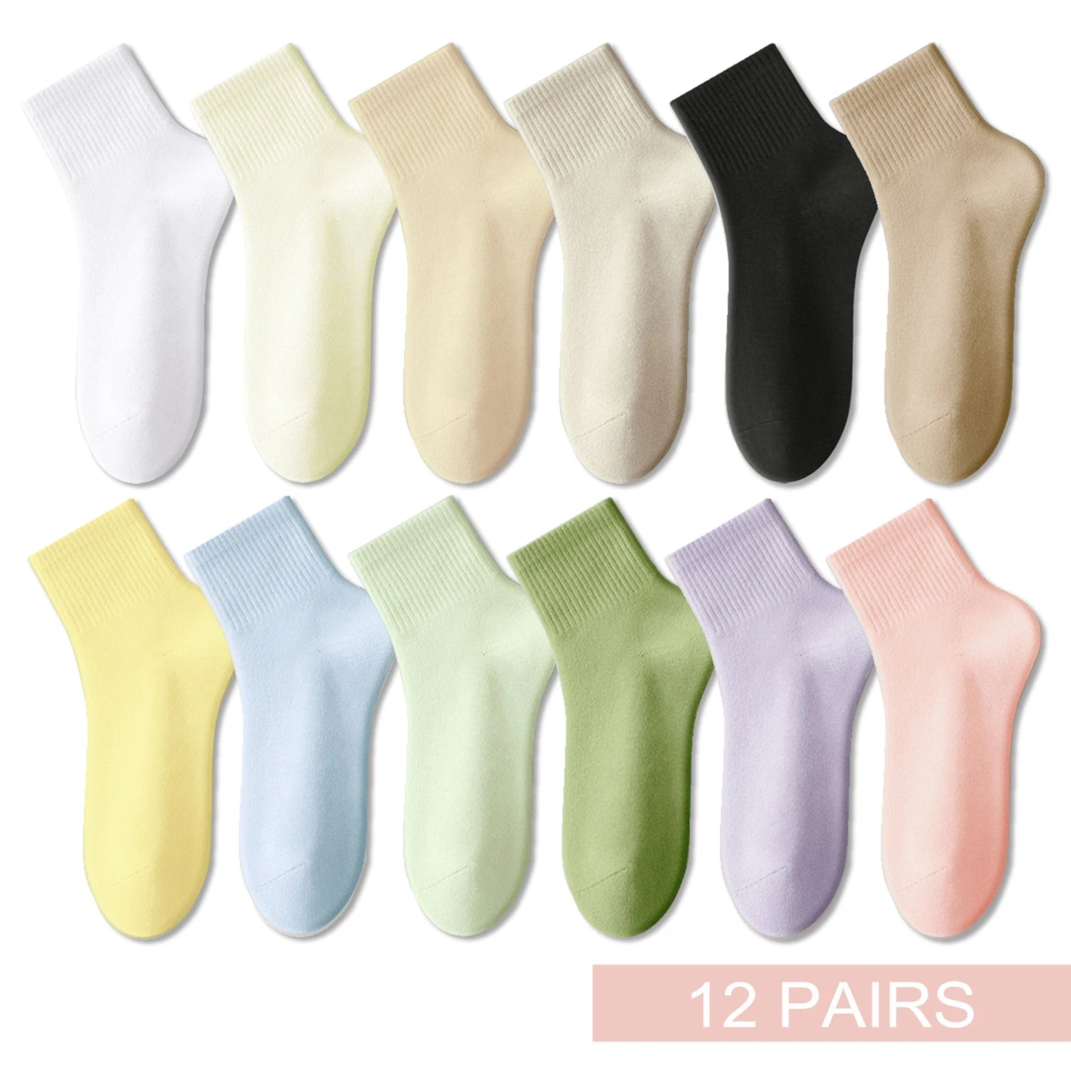 12 Pairs New Woman Cotton Socks Men Sock Short Ankle Colorful Autumn Spring Soft Breathable Colorful Girl Sock.