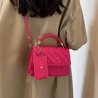 1pc Trendy Quilted Handbag with Adjustable Strap, Stylish Black Shoulder Purse for Women with Mini Coin Pouch, Crossbody Purse.