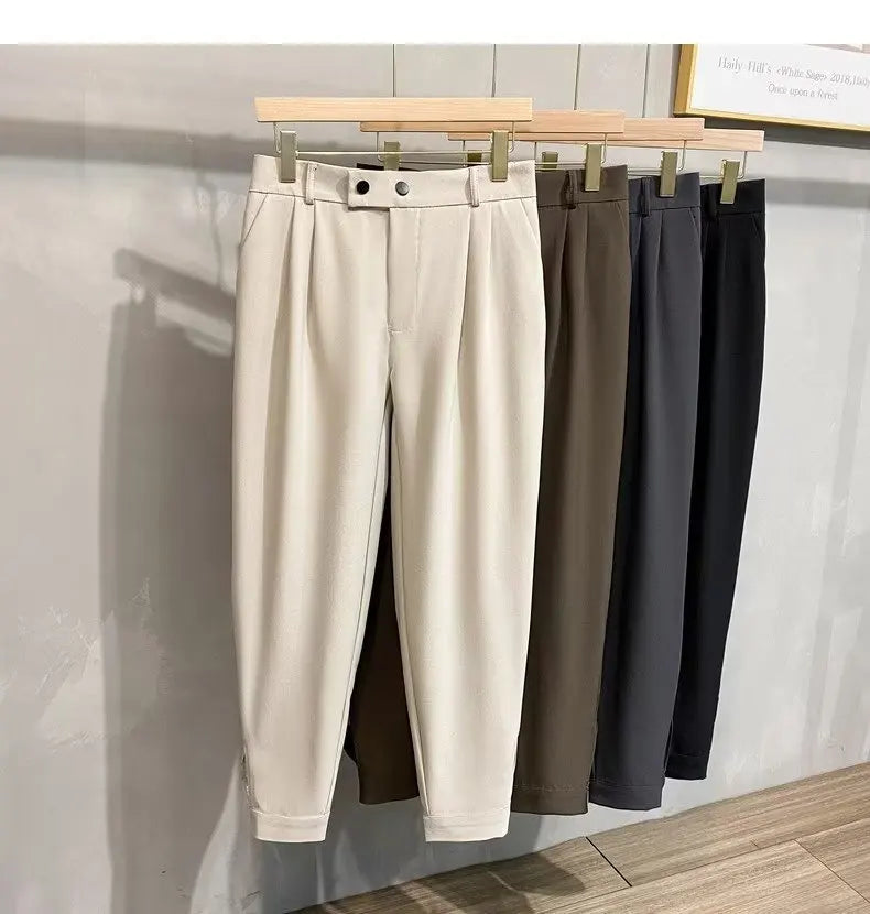 Luxury Fashion Straight Men's Casual Pants Spring Summer New Korean Suit Pant Harem Business Formal Male Trousers Trendy Brand.