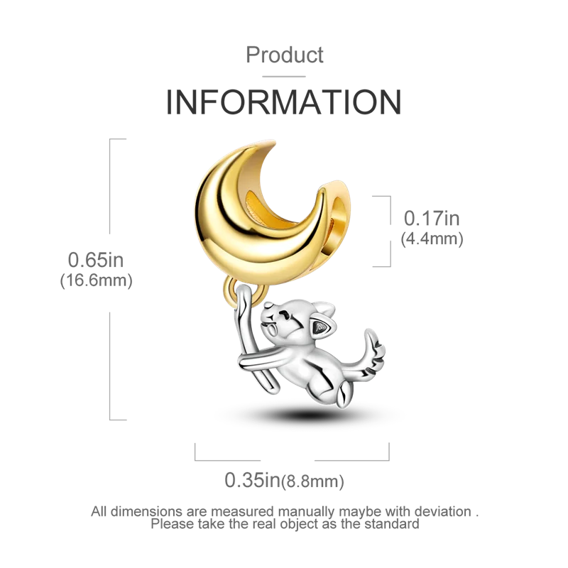 Gold Series DIY Charms Bead Original 925 Sterling Silver Inlaid Zirconium Sun Leopard Pendants Fit Bracelet Jewelry Gift Marking.