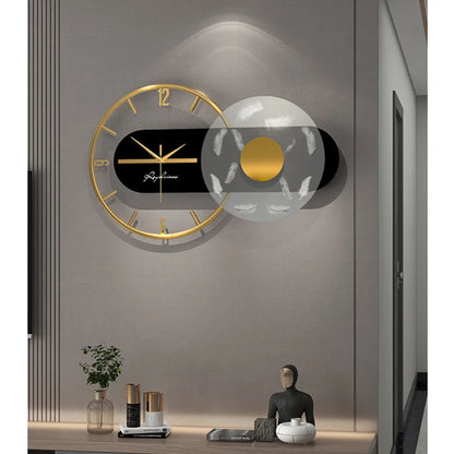60x36cm Große Wanduhr Moderne Design Feder Luxus Licht Stille Metall Wand Uhr Home Decor Wohnzimmer esszimmer Uhren